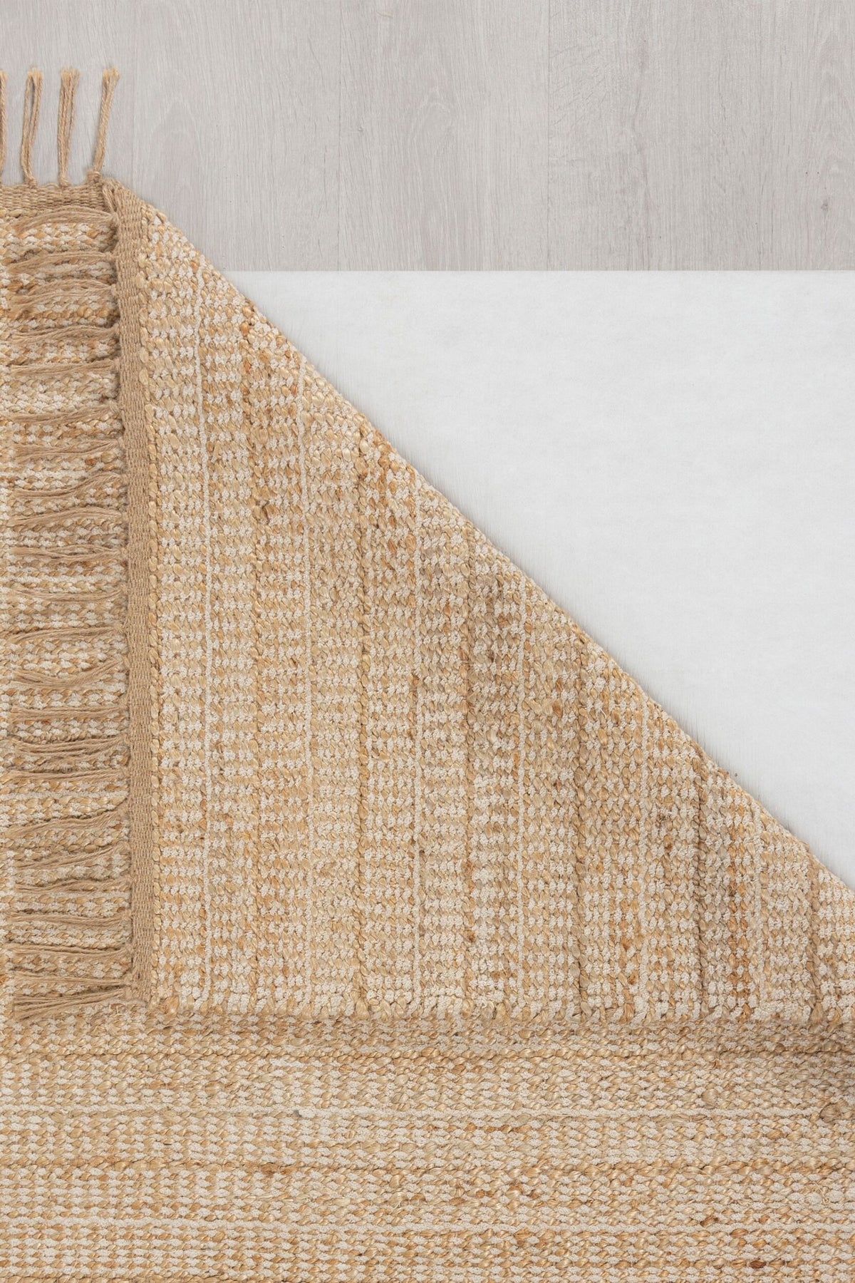 Teppich Jute Fransen-Design - handgewebt - beige CONWY - Beige 80x150 cm Rechteckig