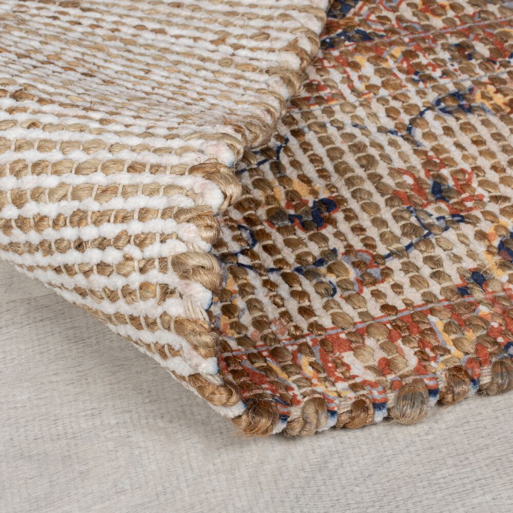 Handgewebter Vintage Teppich in Rot-Blau_ Jute &amp; Chenille_ Leicht zu pflegen - WENSLEY Kollektion_ Kadima Design_Rot-Blau_