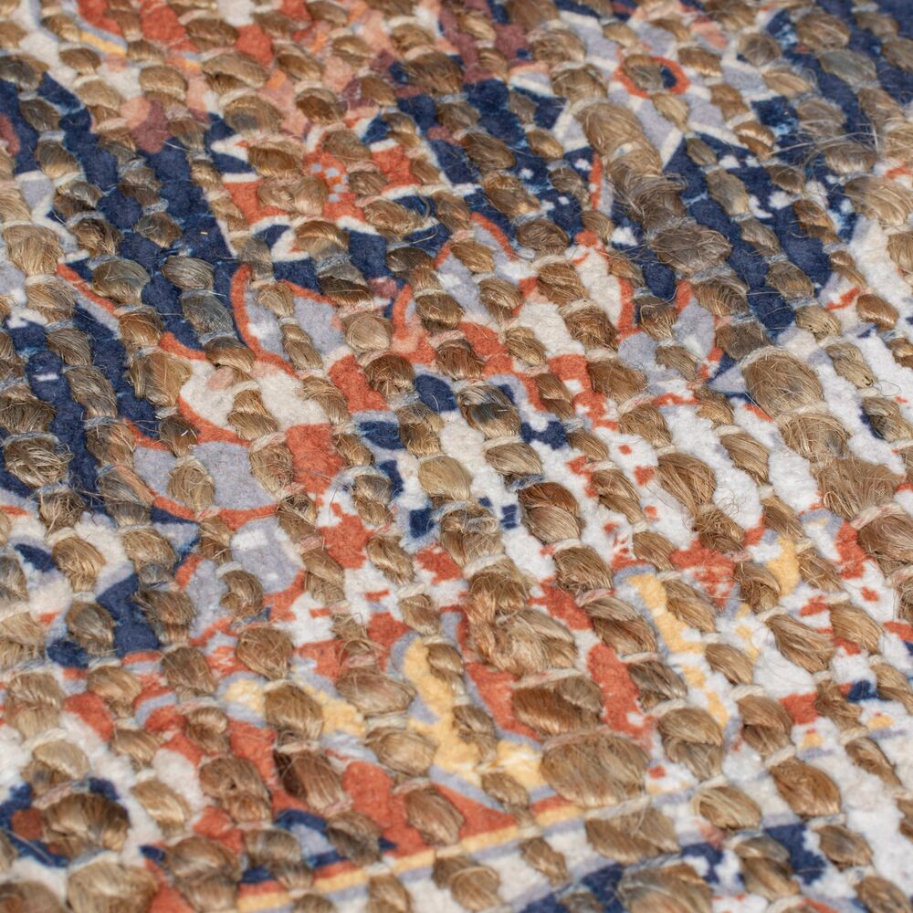 Handgewebter Vintage Teppich in Rot-Blau - aus Jute & Chenille_Rot-Blau_Rechteckig_