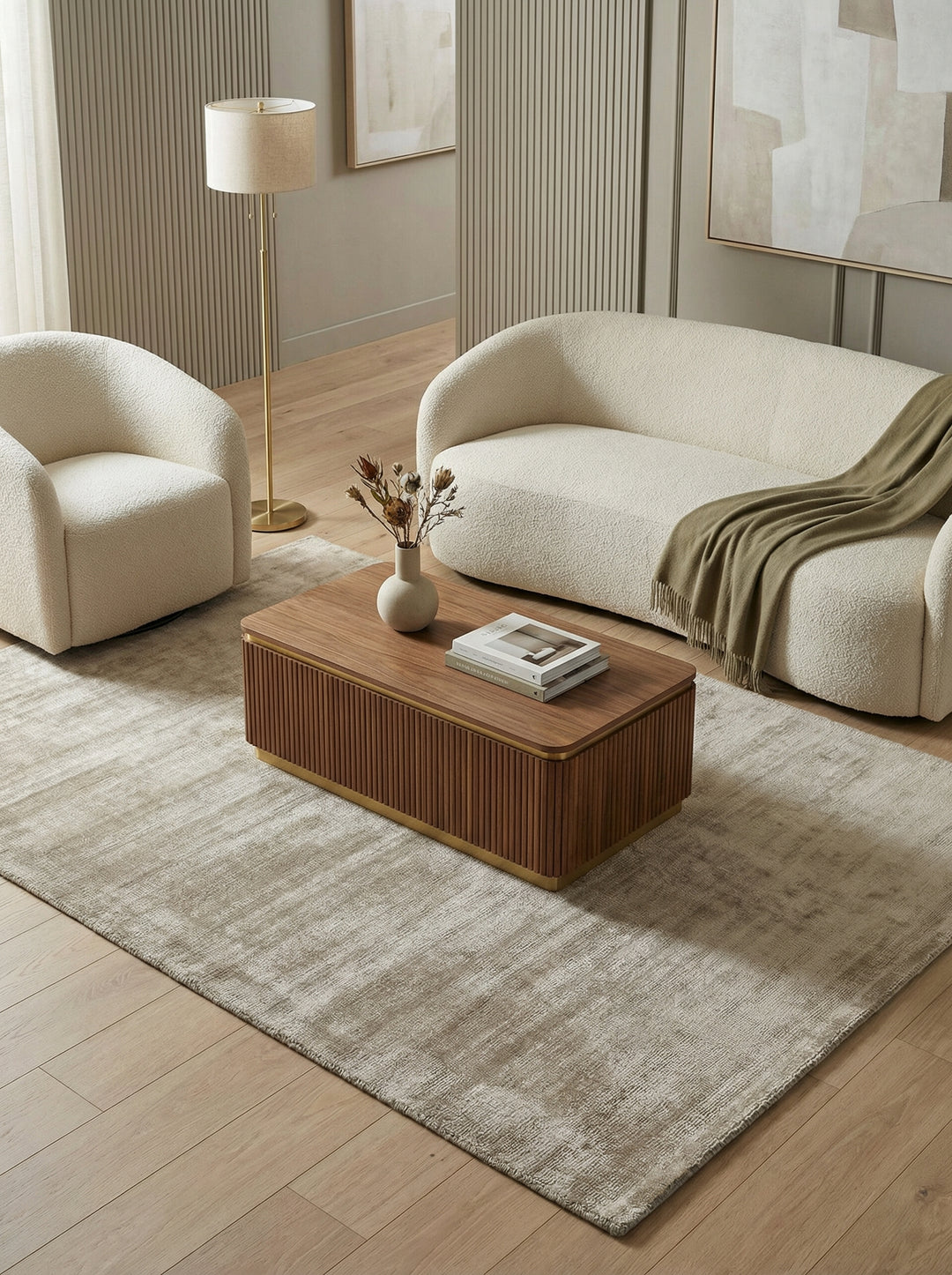 Handgewebter Viskose-Teppich_Zeitloses Design in Neutraltönen_Luxuriös und Hotelqualität_BARI Kollektion_Kadima_