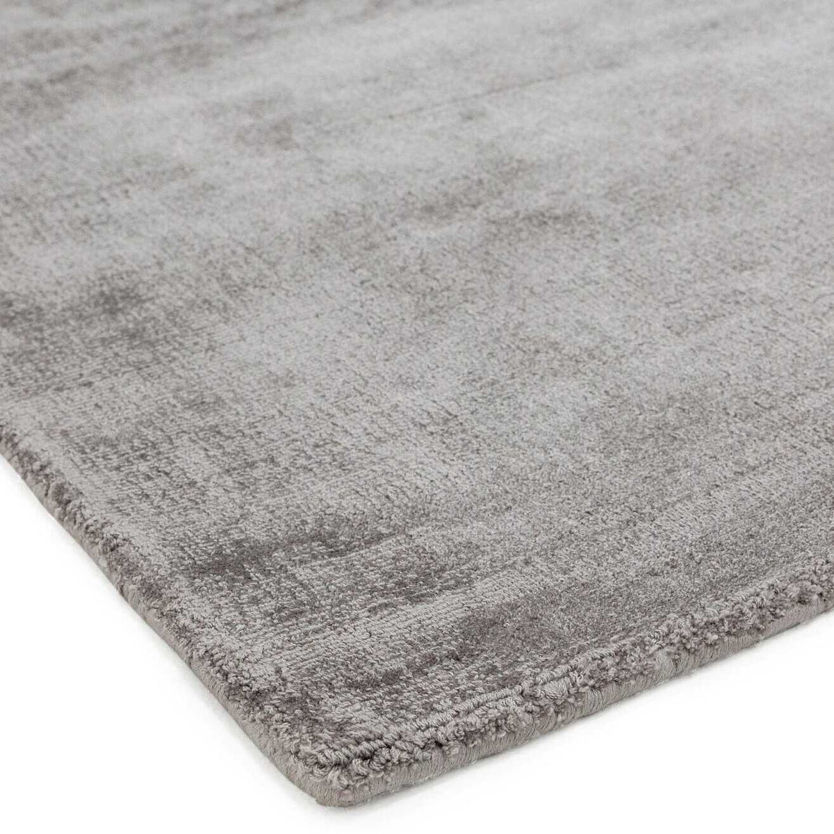 Silberner Viskose-Teppich - 120x170cm - handgewebt mit 7mm Florhöhe - glänzender Blickfang für moderne Wohnzimmer von Kadima Design_