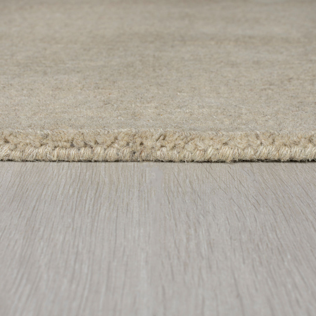 Wollteppich Uni-Design - mit Randdetails - handgewebt MOLE - Beige 120x170 cm_Rechteckig_