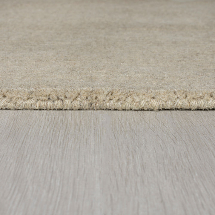 Wollteppich Uni-Design - mit Randdetails - handgewebt MOLE - Beige 120x170 cm_Rechteckig_