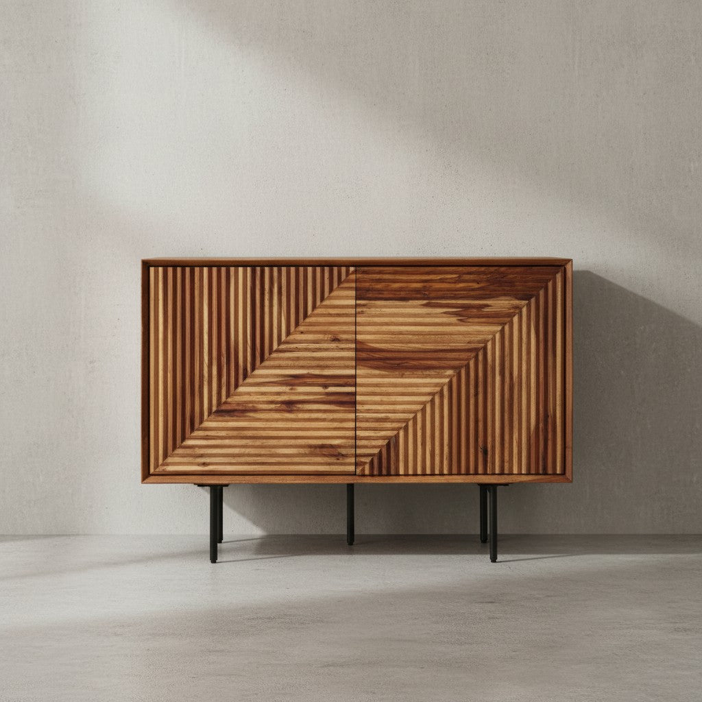 &quot;Harmony&quot; 3D-Sideboard mit Metalldetails und viel Stauraum_ Elegantes Wood-Design - KADIMA DESIGN_Größe_ 100x40x71 cm_