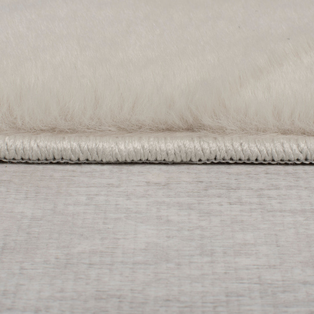 Hochflor Teppich Abstrakt Kunstpelz Elfenbein Modern Weich_Rechteckig_