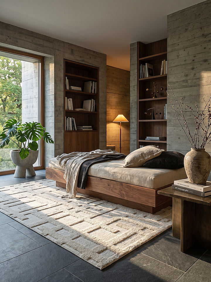 Teppich Creme rechteckig im modernen Wohnzimmer_