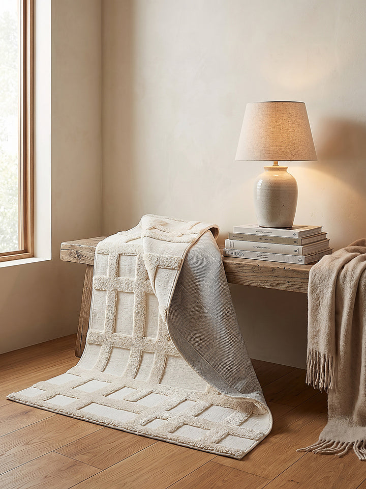 Teppich Creme rechteckig Editorial Styling_