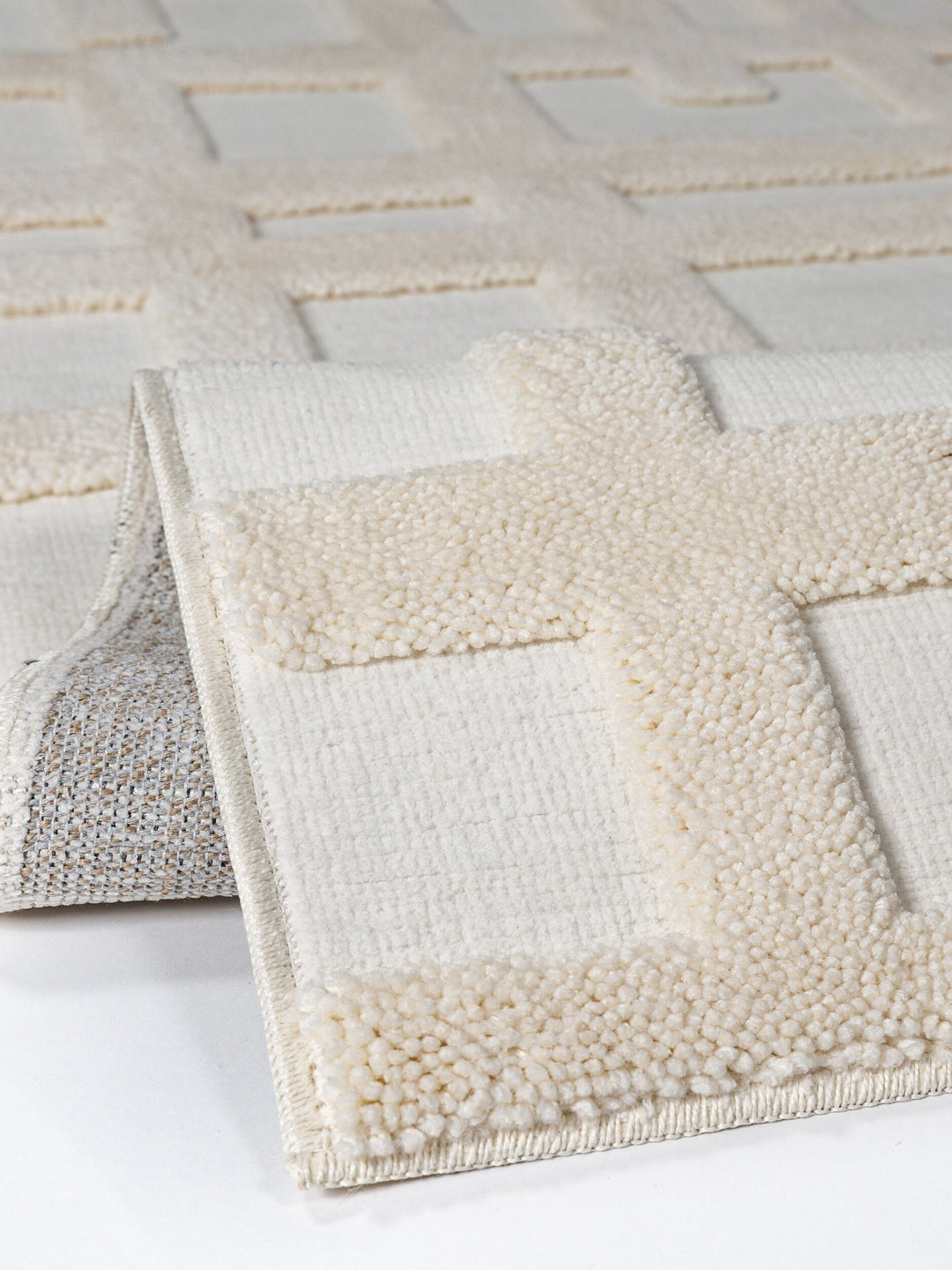 Teppich Creme rechteckig Polyester Einrichtung Wohnidee Bodenbelag FORSS_