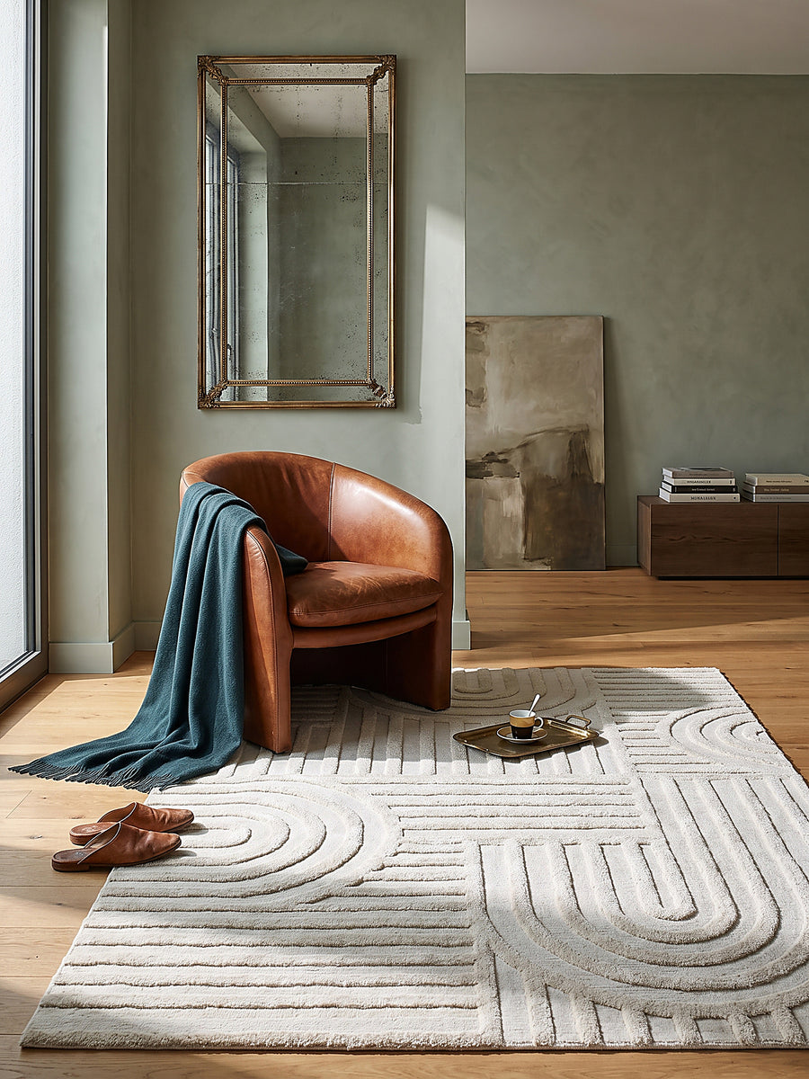 Teppich Creme Textur Nahaufnahme_