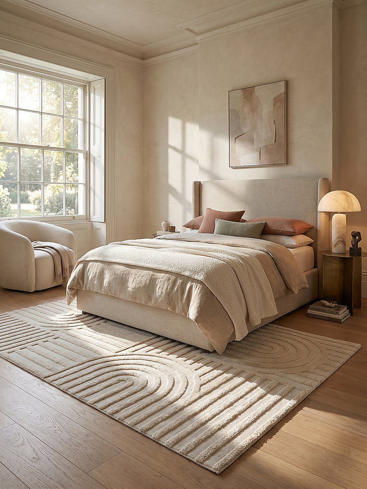 Teppich Creme rechteckig im modernen Wohnzimmer_