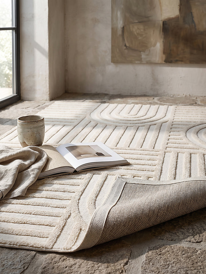 Teppich Creme rechteckig Editorial Styling_
