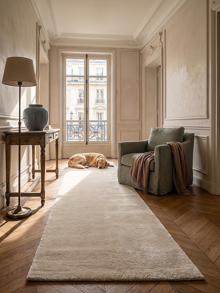 Teppich Beige Läufer im modernen Wohnzimmer_
