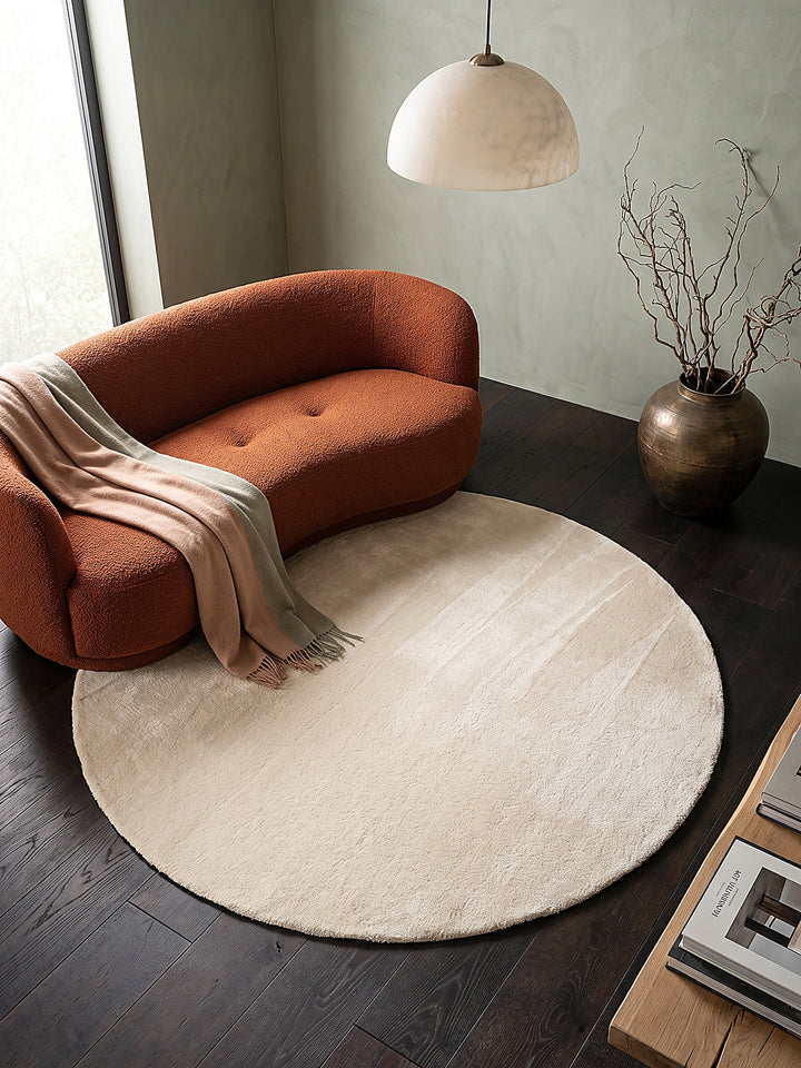 Teppich Beige rund Draufsicht_