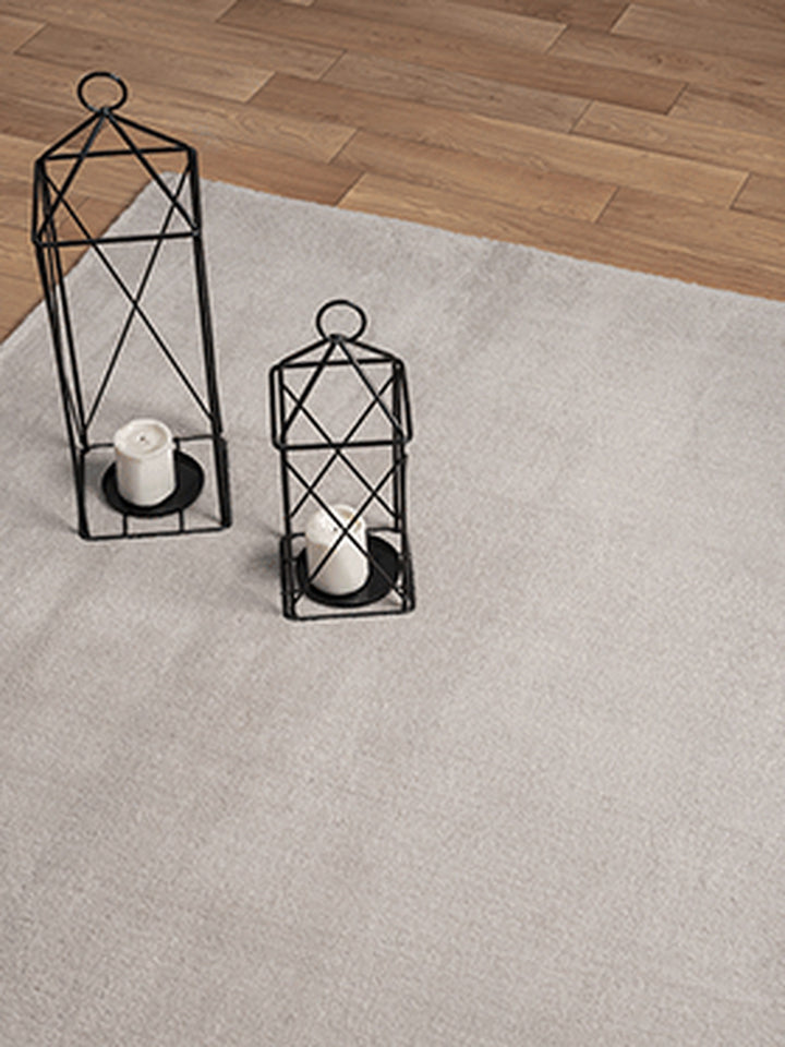 Teppich Sand Uni rechteckig Polyester Modern Einrichtung Wohnidee Bodenbelag ALDAN_