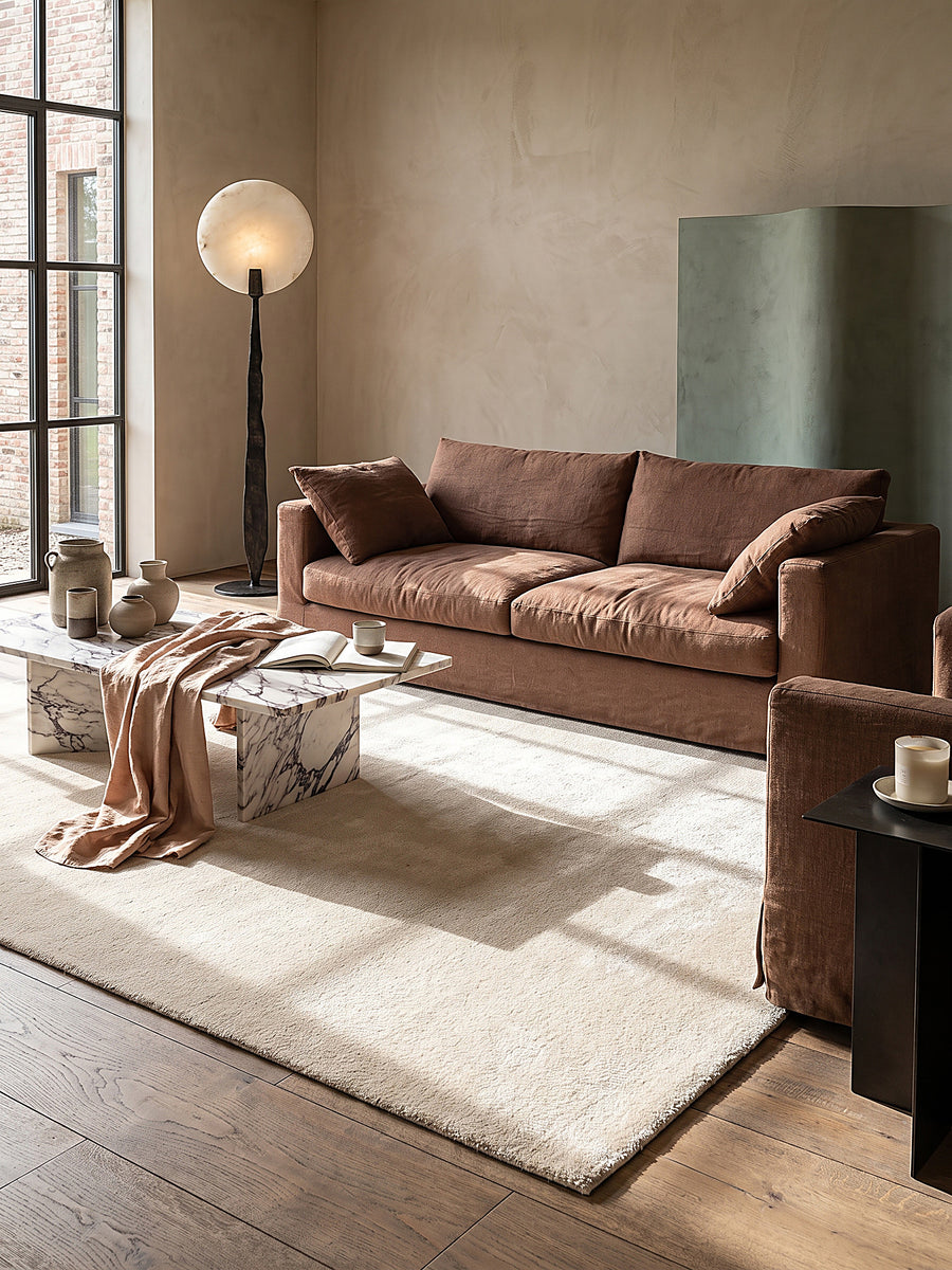Teppich Beige rechteckig im modernen Wohnzimmer_
