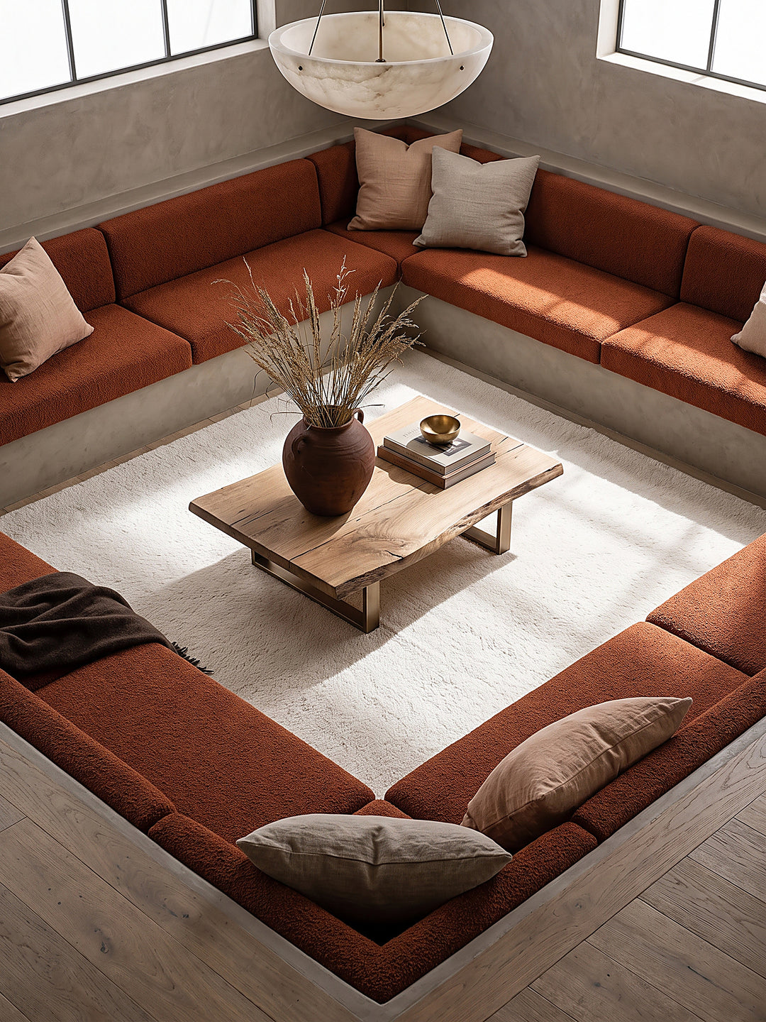 Teppich Creme quadratisch Draufsicht_
