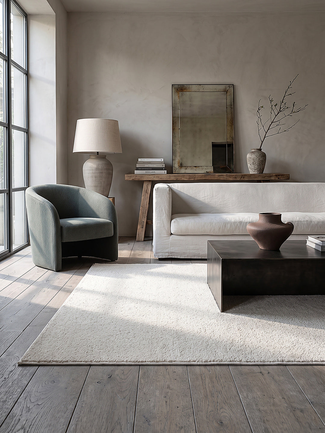 Teppich Creme Läufer im modernen Wohnzimmer_