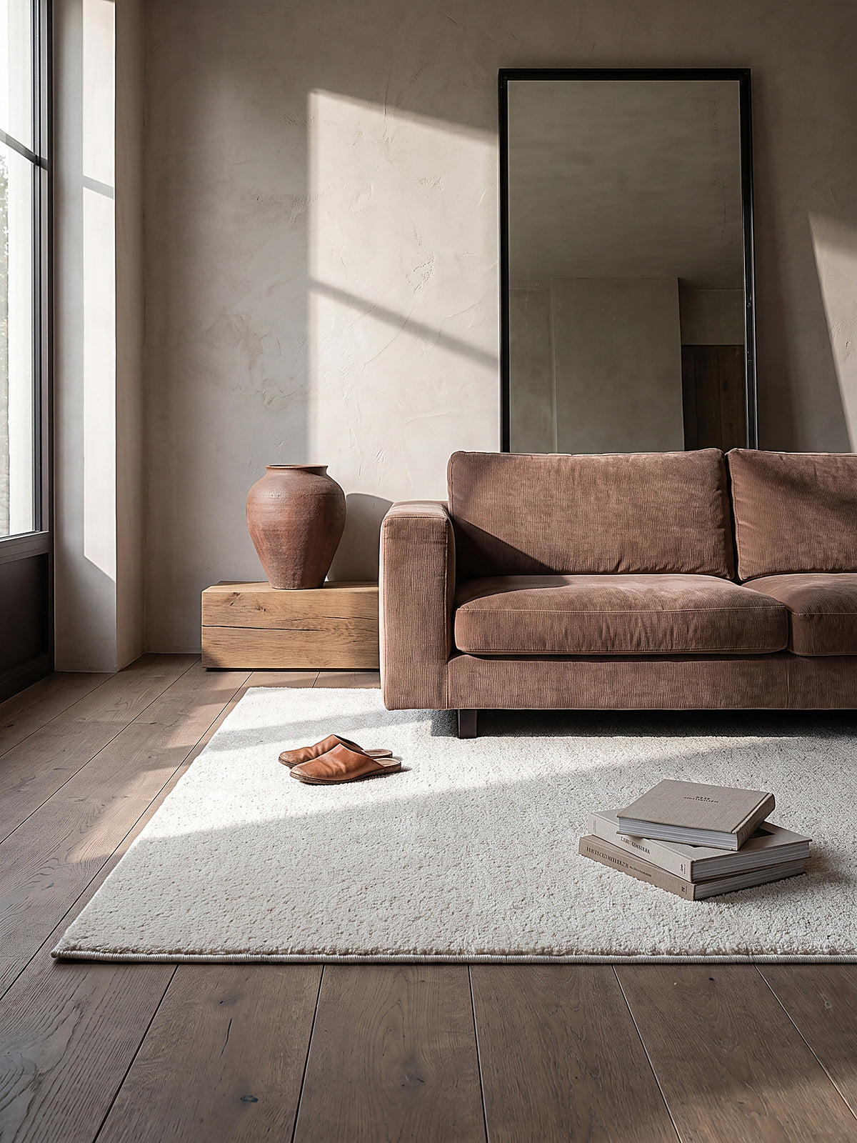 Teppich Creme rechteckig im modernen Wohnzimmer
