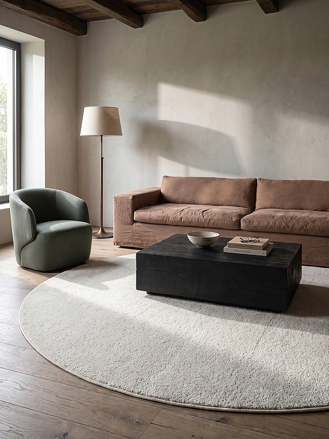 Teppich Creme rund Editorial Styling_