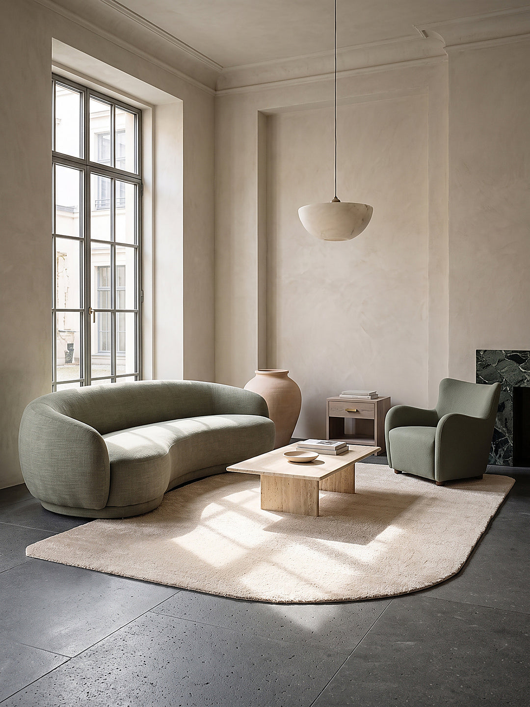 Teppich Beige rechteckig Editorial Styling_