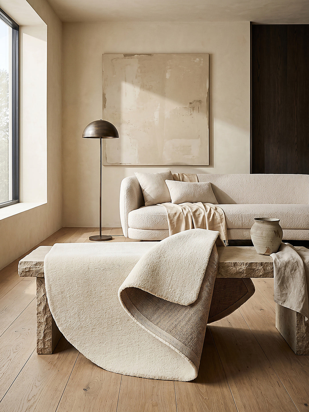 Teppich Creme rechteckig Editorial Styling_