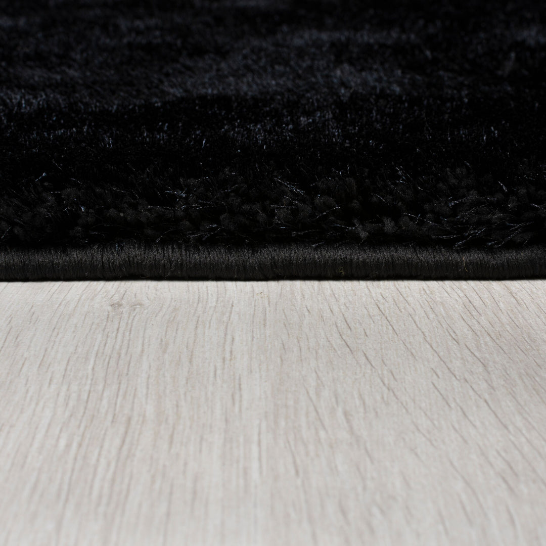 Teppich Hochflor Samt-Design - plüschig DOVEL - Schwarz 60x230 cm_Läufer_