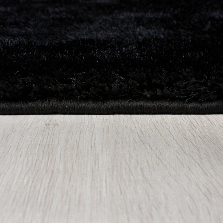 Teppich Hochflor Samt-Design - plüschig DOVEL - Schwarz 60x230 cm_Läufer_
