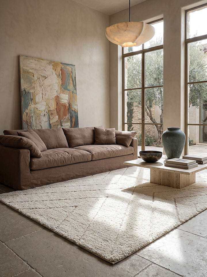 Teppich Creme rechteckig im modernen Wohnzimmer_