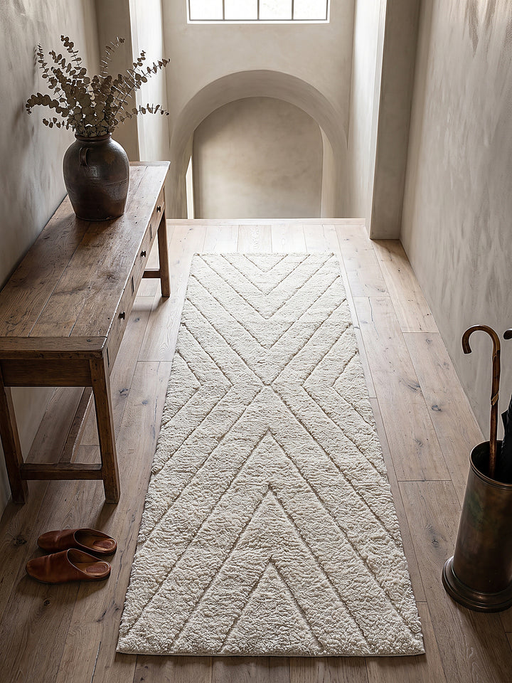 Teppich Creme Läufer Draufsicht_