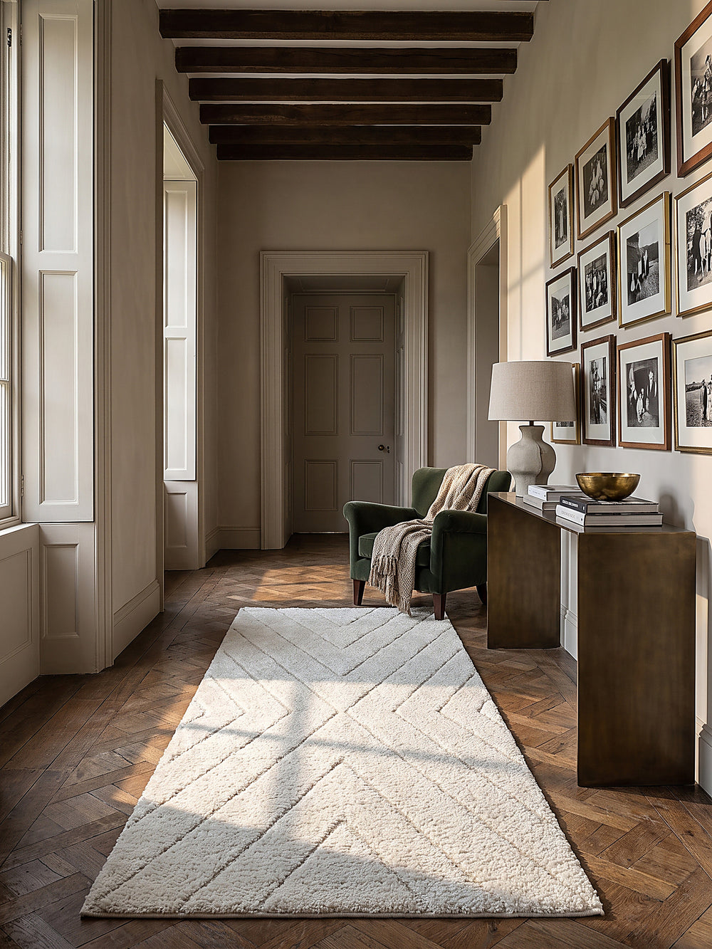 Teppich Creme Läufer im modernen Wohnzimmer_