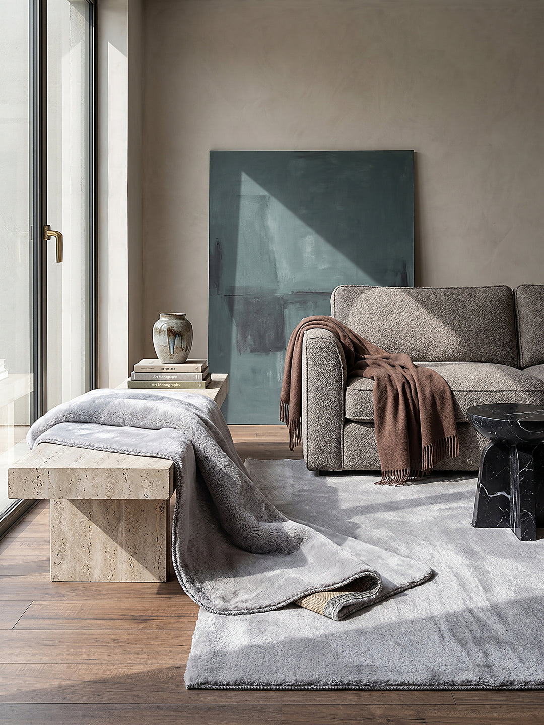 Teppich Grau oval Editorial Styling_