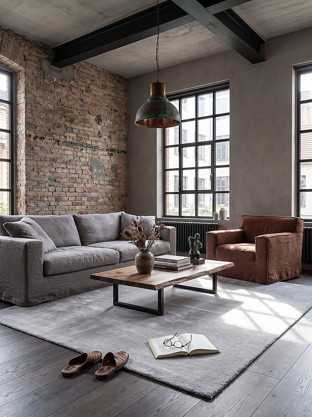 Teppich Grau quadratisch Editorial Styling_