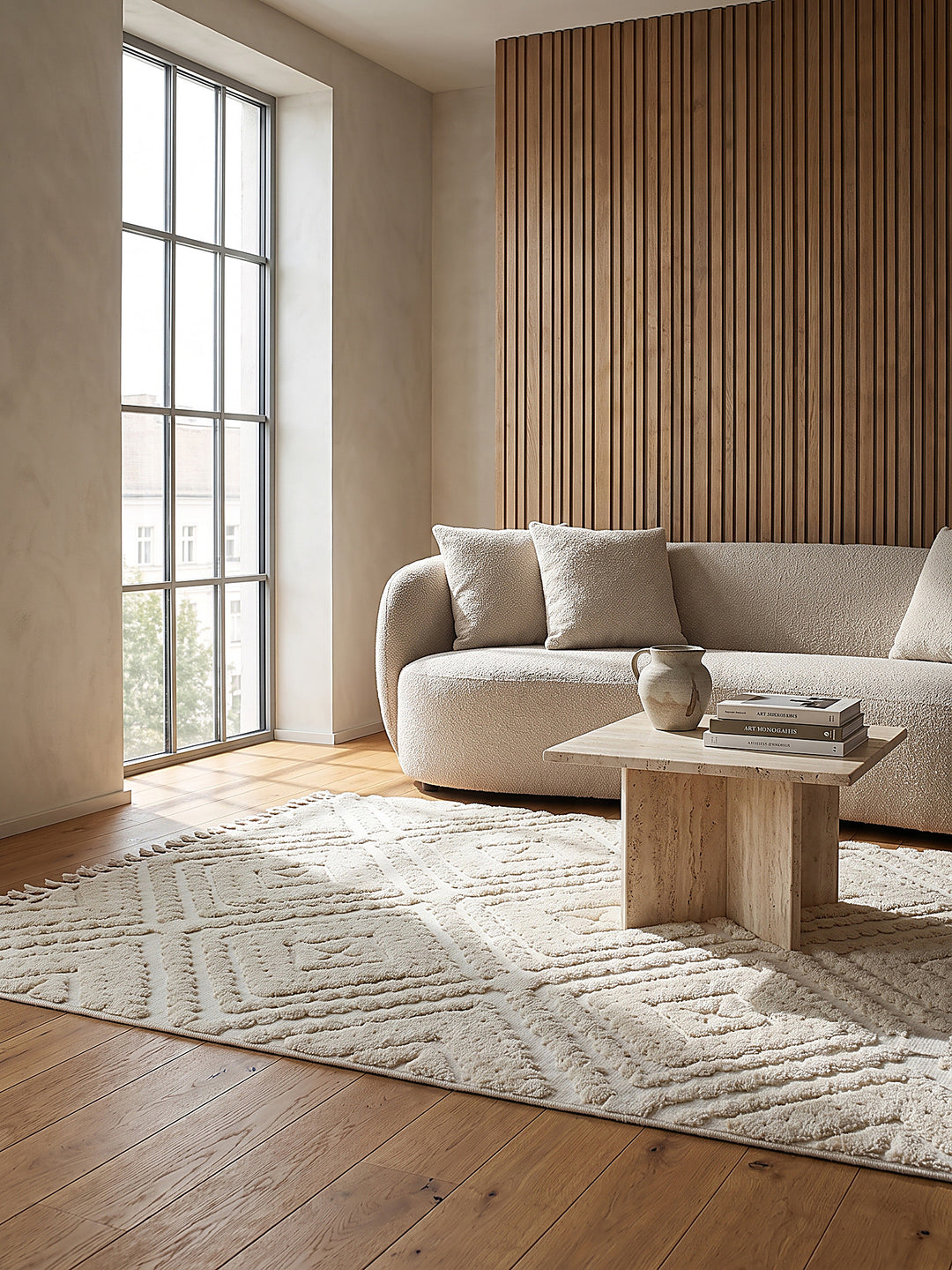 Teppich Creme rechteckig Editorial Styling_