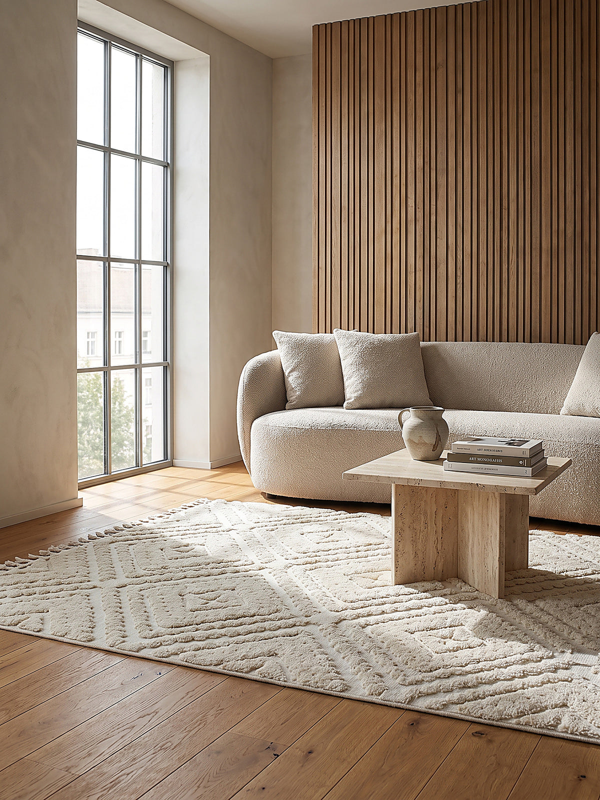 Teppich Creme rechteckig Editorial Styling_