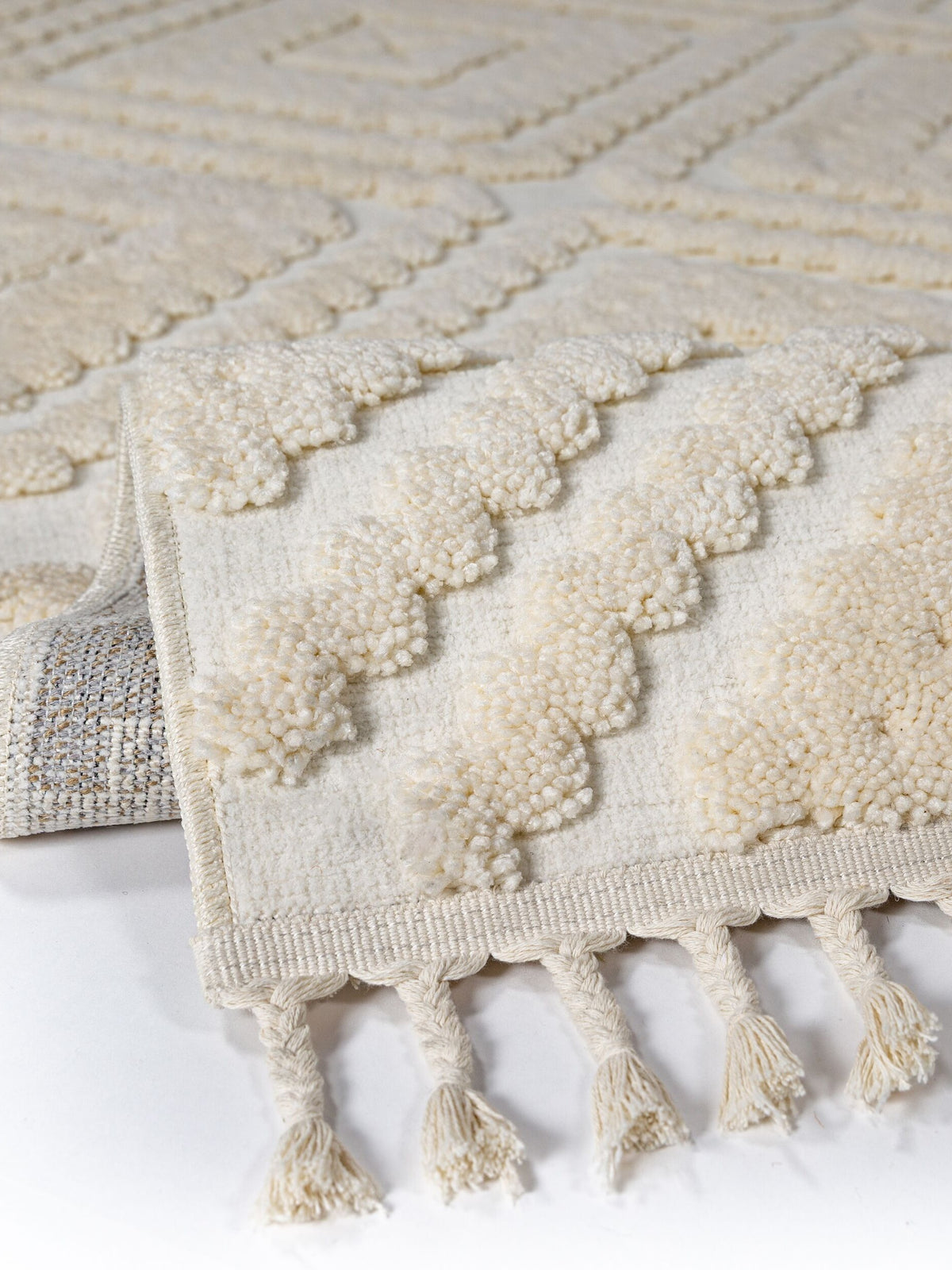 Teppich Creme rechteckig Polyester Einrichtung Wohnidee Bodenbelag TALLA_