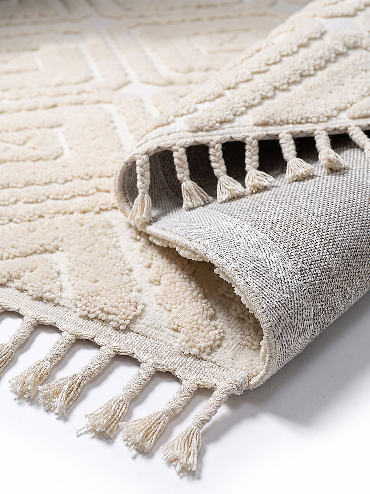 Teppich Creme Kante Verarbeitung