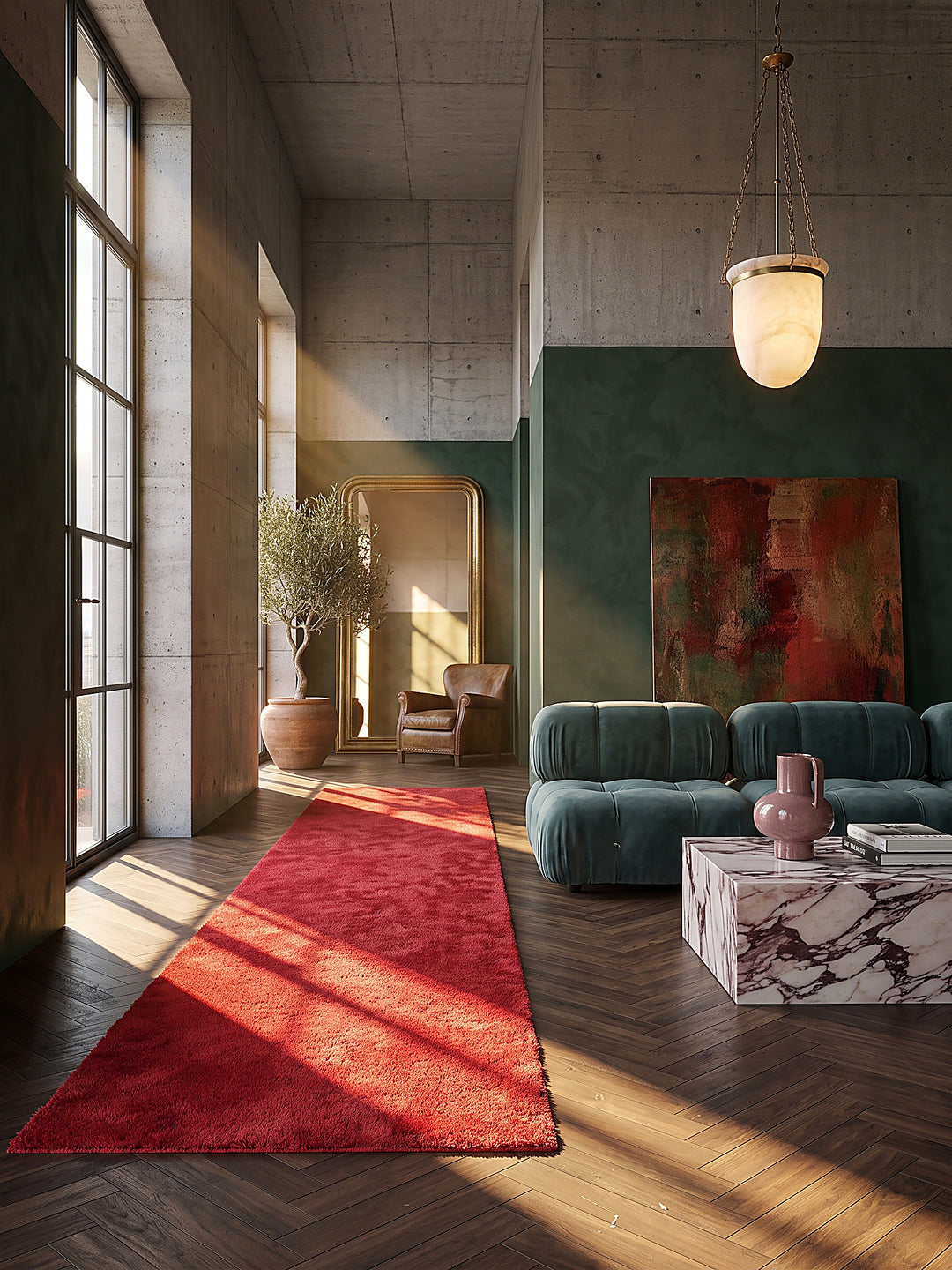 Teppich Rot Läufer im modernen Wohnzimmer_