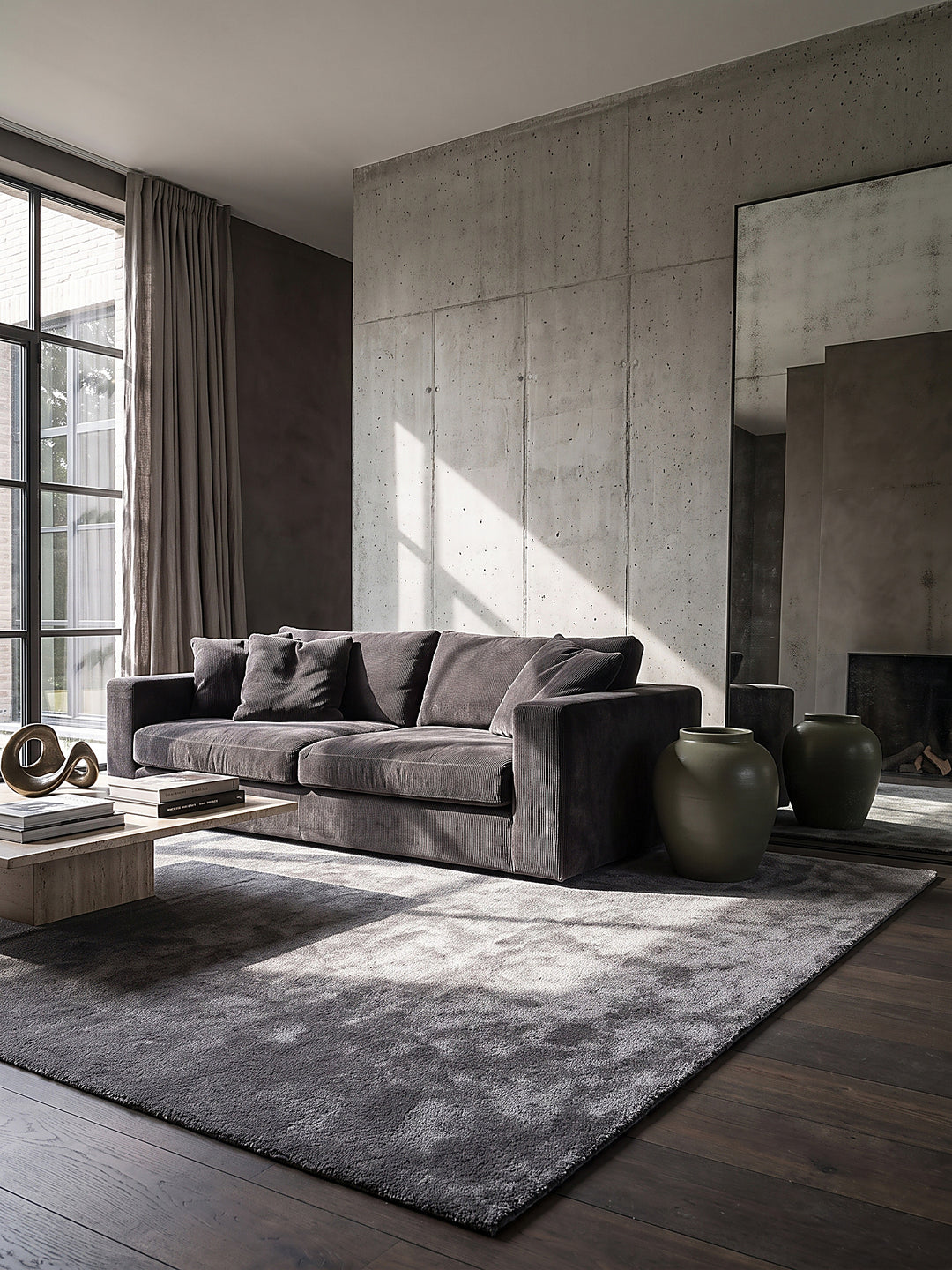 Teppich Anthrazit rechteckig Editorial Styling_