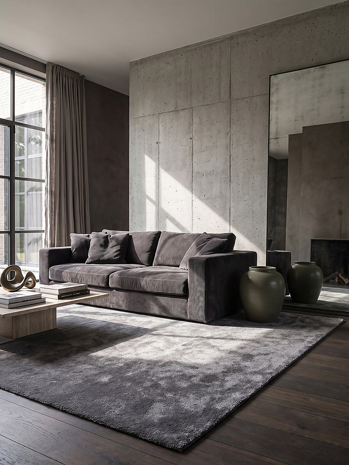 Teppich Anthrazit rechteckig Editorial Styling_