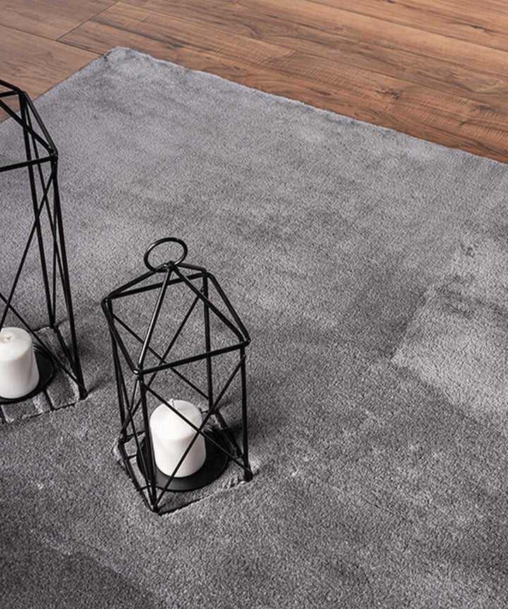 Teppich Anthrazit Uni Läufer Polyester Wohnzimmer Schlafzimmer Flur Modern ALDAN_