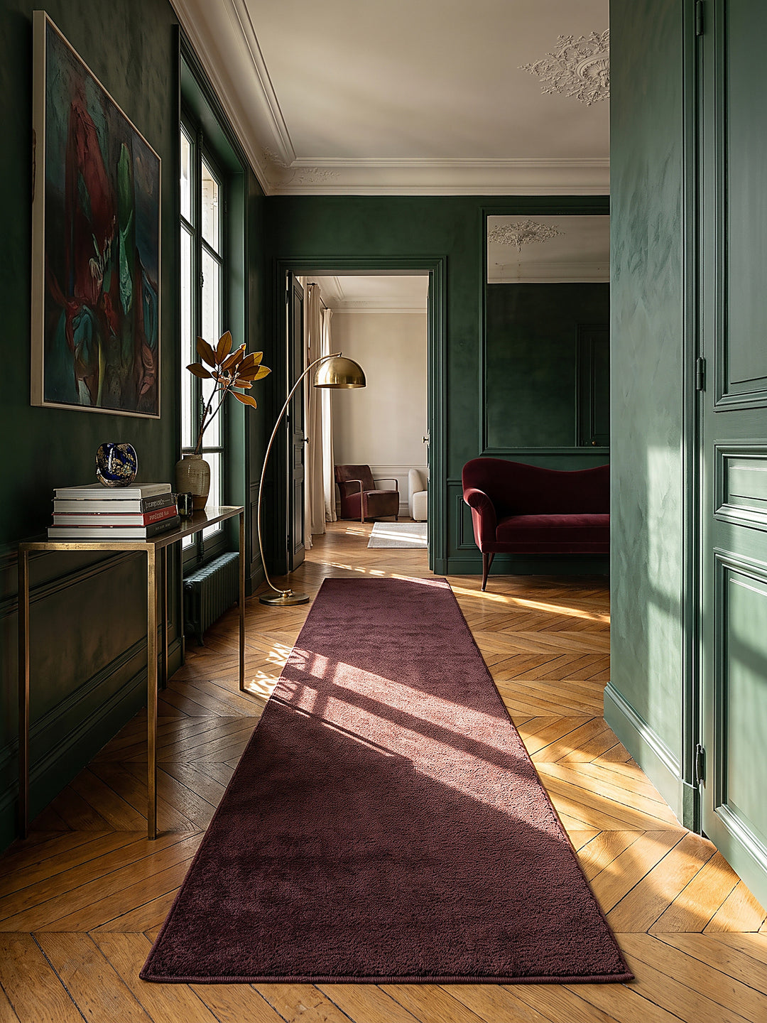 Teppich Bordeauxrot Läufer im modernen Wohnzimmer_