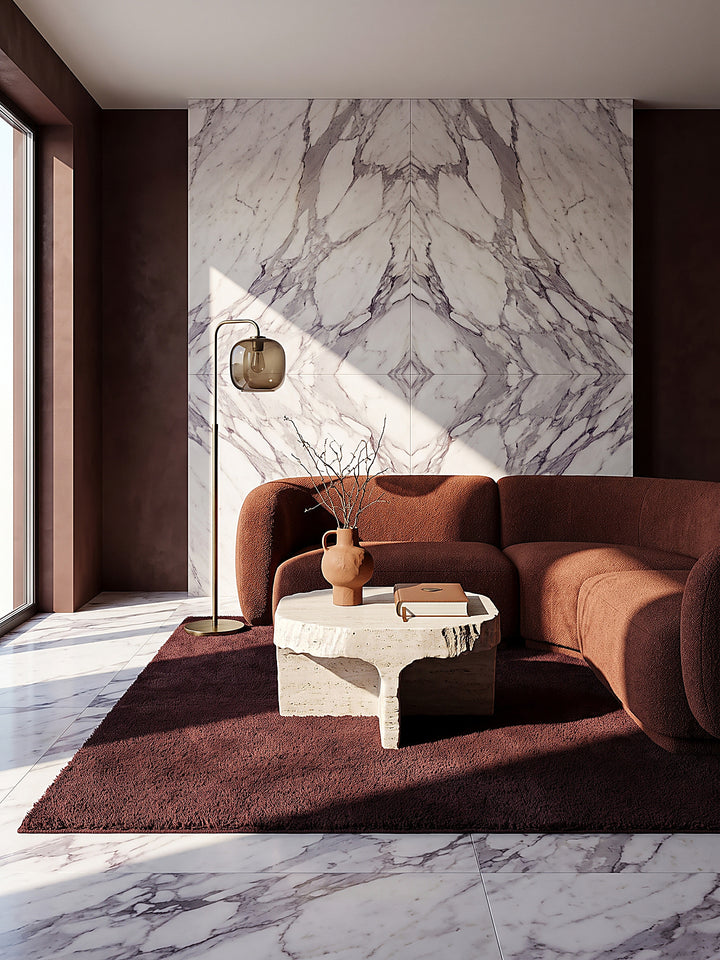 Teppich Bordeauxrot rechteckig Editorial Styling_