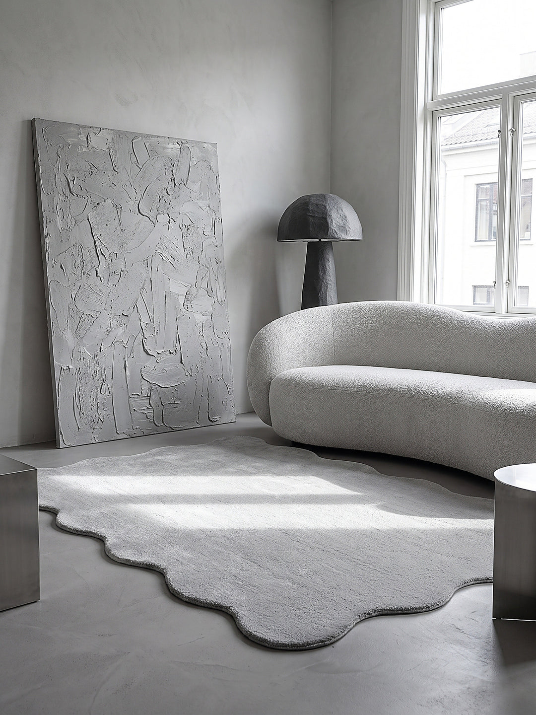 Teppich Grau rechteckig Editorial Styling_