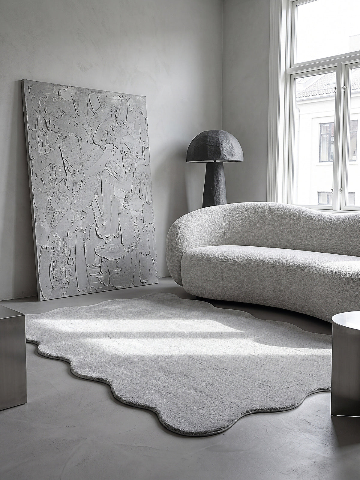 Teppich Grau rechteckig Editorial Styling_