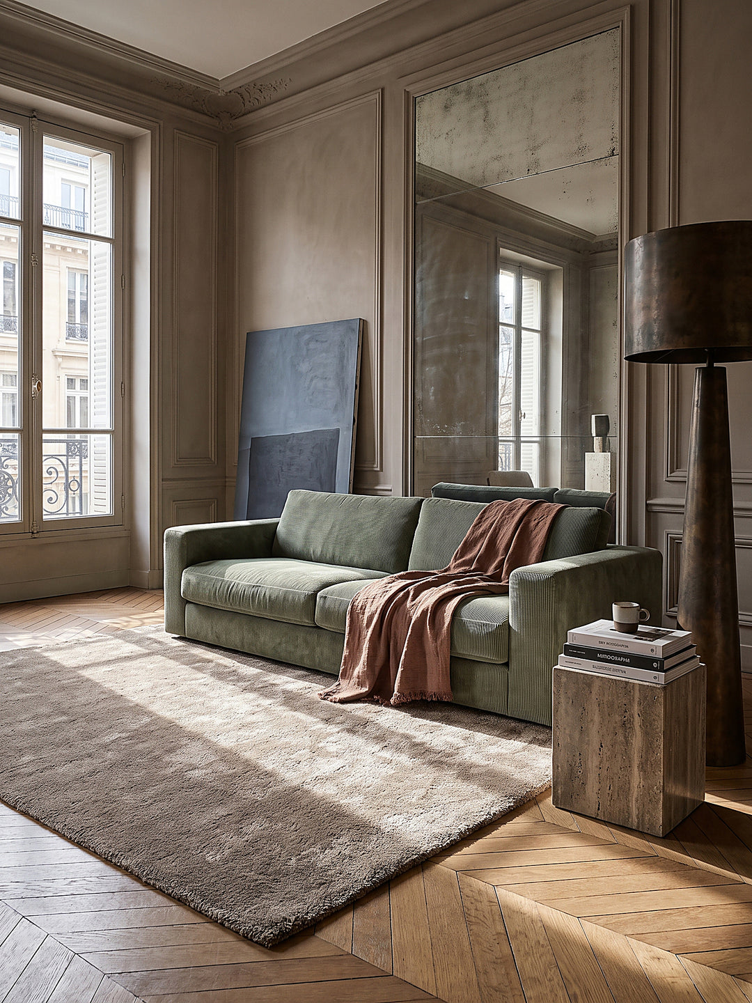 Teppich Beige rechteckig im modernen Wohnzimmer_