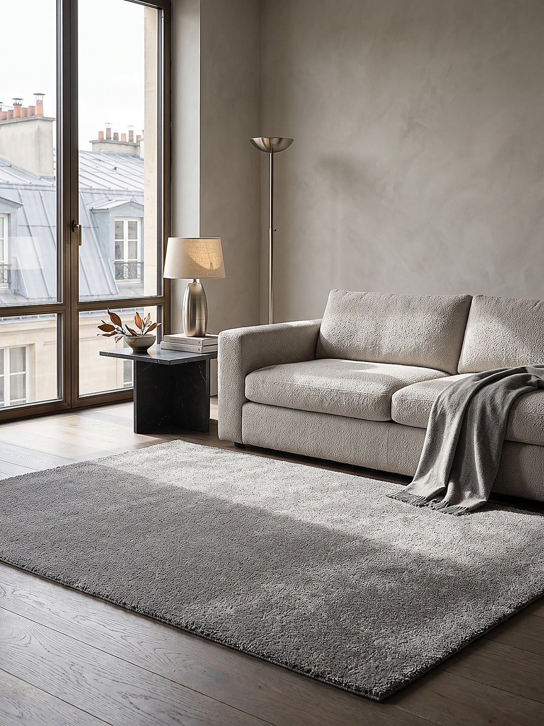 Teppich Grau rechteckig Editorial Styling_