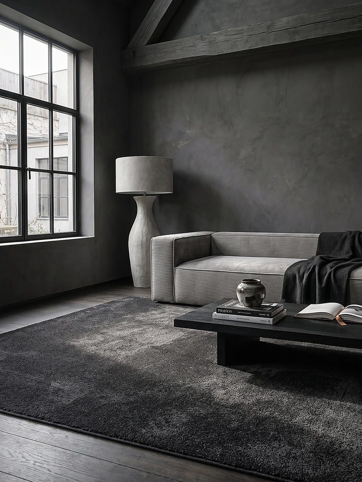 Teppich Anthrazit rechteckig Editorial Styling_