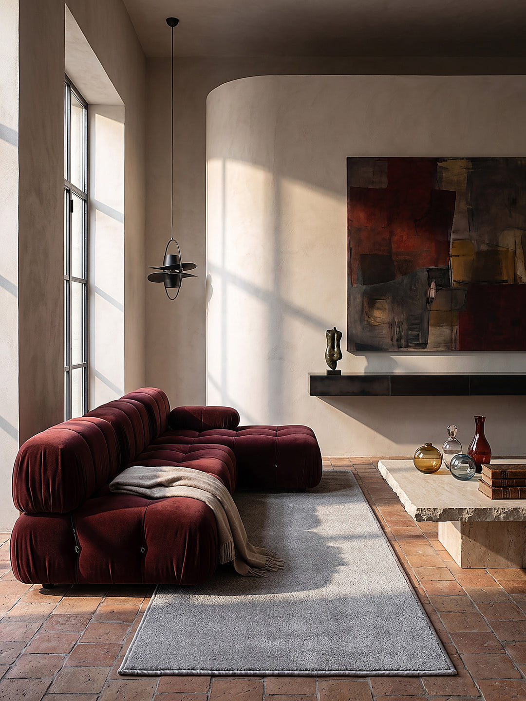 Teppich Silber Läufer im modernen Wohnzimmer_