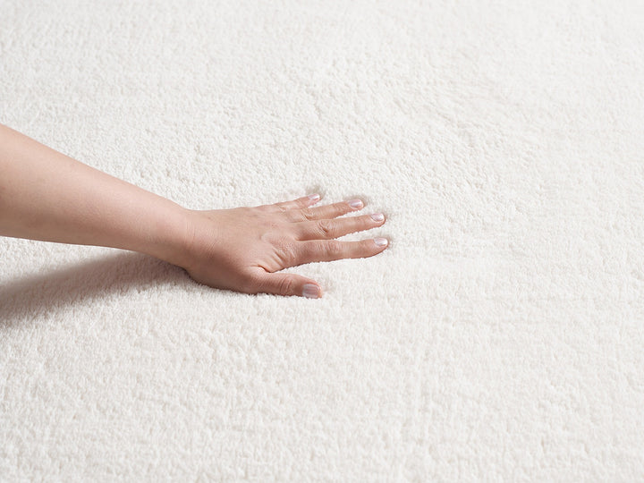 Teppich Creme Uni rechteckig Polyester Modern Einrichtung Wohnidee Bodenbelag TIRSO_