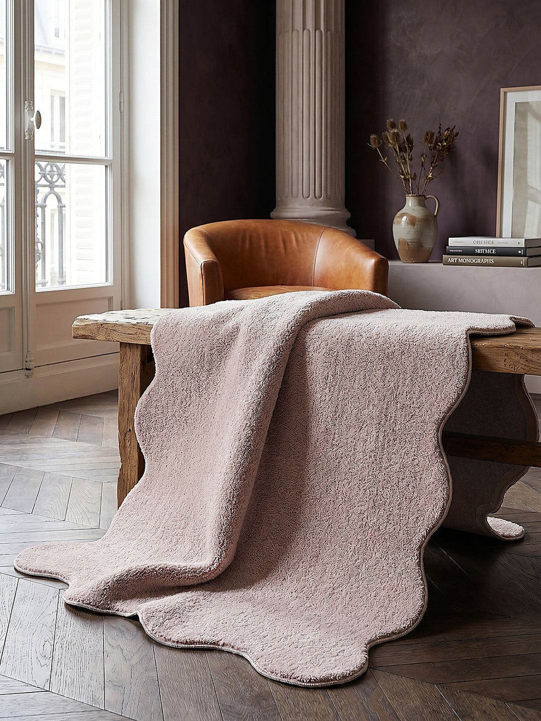 Teppich Puderrosa rechteckig Editorial Styling_